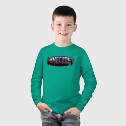 Лонгслив хлопковый детский Minecraft Логотип, цвет: зеленый — фото 2