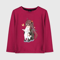 Лонгслив хлопковый детский ХУ ТАО И БЕЛЫЙ КОТИК, цвет: маджента