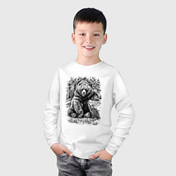 Лонгслив хлопковый детский Истинный хозяин Русского леса, цвет: белый — фото 2