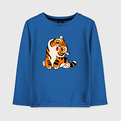Лонгслив хлопковый детский Смешной тигренок, цвет: синий