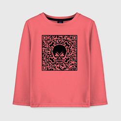 Лонгслив хлопковый детский SKULL & BONES QR-code, цвет: коралловый