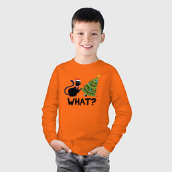 Лонгслив хлопковый детский КОТЕЙКА И ЁЛКА, цвет: оранжевый — фото 2