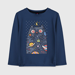 Лонгслив хлопковый детский Лунный КотЭ, цвет: тёмно-синий