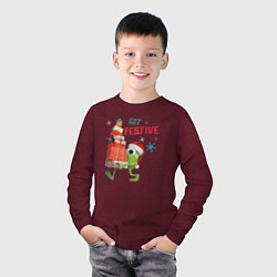 Лонгслив хлопковый детский Майк с подарками, цвет: меланж-бордовый — фото 2