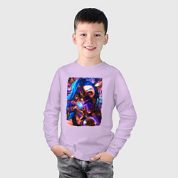 Лонгслив хлопковый детский ARCANE LOL JINX FACE LEAGUE OF LEGENDS, цвет: лаванда — фото 2