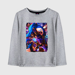 Лонгслив хлопковый детский ARCANE LOL JINX FACE LEAGUE OF LEGENDS, цвет: меланж