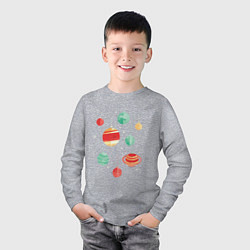 Лонгслив хлопковый детский Christmas decorations, цвет: меланж — фото 2
