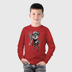 Лонгслив хлопковый детский Skeleton dude, цвет: красный — фото 2