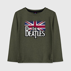 Лонгслив хлопковый детский The Beatles Great Britain Битлз, цвет: меланж-хаки
