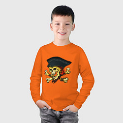 Лонгслив хлопковый детский Skull Cap, цвет: оранжевый — фото 2