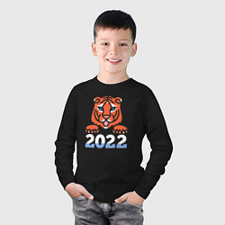Лонгслив хлопковый детский Год тигра 2022 китайский календарь, цвет: черный — фото 2