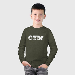Лонгслив хлопковый детский GYM- образ жизни, цвет: меланж-хаки — фото 2