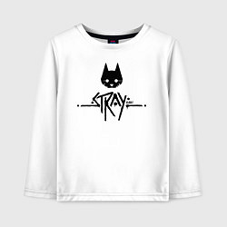 Лонгслив хлопковый детский Stray: Black Logo, цвет: белый