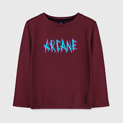 Лонгслив хлопковый детский ARCANE LEAGUE OF LEGENDS NEON LOGO, цвет: меланж-бордовый