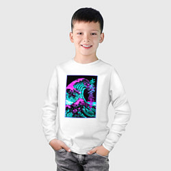 Лонгслив хлопковый детский НЕОНОВАЯ ВОЛНА, ЯПОНИЯ, ФУДЗИЯМА JAPAN NEON, цвет: белый — фото 2