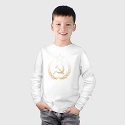 Лонгслив хлопковый детский Символы СССР стиль полутон, цвет: белый — фото 2