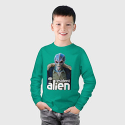 Лонгслив хлопковый детский Resident alien, цвет: зеленый — фото 2