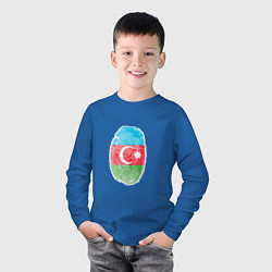 Лонгслив хлопковый детский Азербайджан - Отпечаток, цвет: синий — фото 2