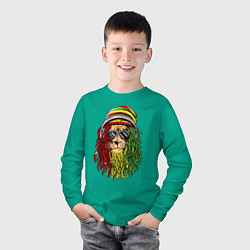 Лонгслив хлопковый детский Rasta lioN, цвет: зеленый — фото 2
