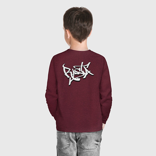 Детский лонгслив Jam lioN / Меланж-бордовый – фото 4