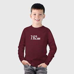 Лонгслив хлопковый детский РАЗМЕР ПАТРОНА 7 62 мм, цвет: меланж-бордовый — фото 2
