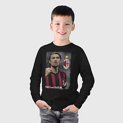 Лонгслив хлопковый детский Paolo Cesare Maldini - Milan, captain, цвет: черный — фото 2