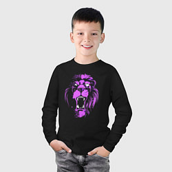 Лонгслив хлопковый детский Neon vanguard lion, цвет: черный — фото 2