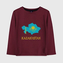 Лонгслив хлопковый детский Map Kazakhstan, цвет: меланж-бордовый