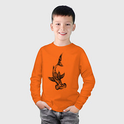 Лонгслив хлопковый детский Акула-молот, татуировка, цвет: оранжевый — фото 2