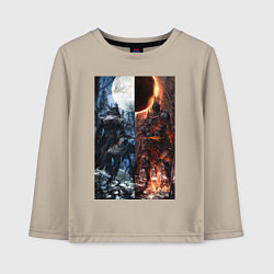 Лонгслив хлопковый детский Dark Souls x Bloodborne Дарк Соулс, цвет: миндальный