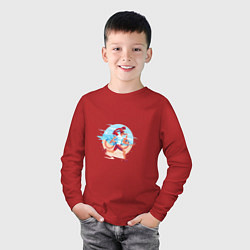 Лонгслив хлопковый детский Трилайф, цвет: красный — фото 2