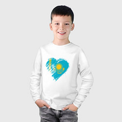 Лонгслив хлопковый детский Сердечко Казахстана, цвет: белый — фото 2