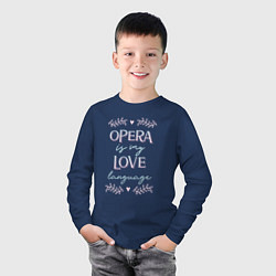 Лонгслив хлопковый детский Opera is my love language hearts, цвет: тёмно-синий — фото 2