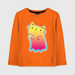 Лонгслив хлопковый детский Космический котик, цвет: оранжевый