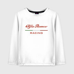 Лонгслив хлопковый детский Alfa Romeo racing - logo, цвет: белый