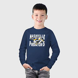 Лонгслив хлопковый детский Nashville Predators, Нэшвилл Предаторз, цвет: тёмно-синий — фото 2