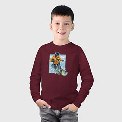 Лонгслив хлопковый детский Арт Сноубордиста!, цвет: меланж-бордовый — фото 2