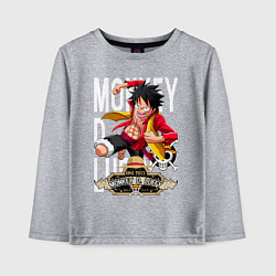 Лонгслив хлопковый детский One Piece Monkey Большой Куш Манки, цвет: меланж