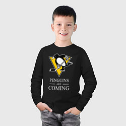 Лонгслив хлопковый детский Penguins are coming, Pittsburgh Penguins, Питтсбур, цвет: черный — фото 2