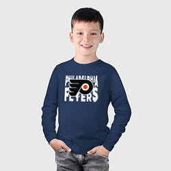 Лонгслив хлопковый детский Филадельфия Флайерз , Philadelphia Flyers, цвет: тёмно-синий — фото 2
