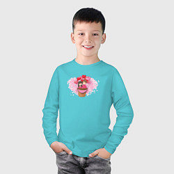 Лонгслив хлопковый детский Любовь на Воздушных Шарах, цвет: бирюзовый — фото 2