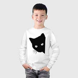 Лонгслив хлопковый детский Всё тот же чёрный котяра!, цвет: белый — фото 2