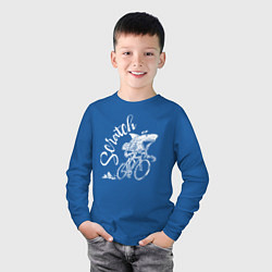 Лонгслив хлопковый детский Scratch - трековые велогонки, цвет: синий — фото 2