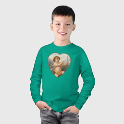 Лонгслив хлопковый детский Купидон День влюбленных, цвет: зеленый — фото 2