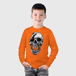 Лонгслив хлопковый детский Наикрутейший черепок, цвет: оранжевый — фото 2