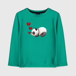 Лонгслив хлопковый детский Панда с сердечками, цвет: зеленый