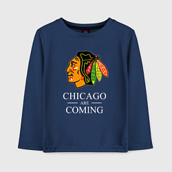 Лонгслив хлопковый детский Chicago are coming, Чикаго Блэкхокс, Chicago Black, цвет: тёмно-синий