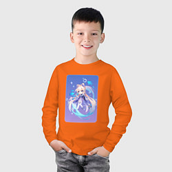 Лонгслив хлопковый детский Мультяшная Кокоми, цвет: оранжевый — фото 2