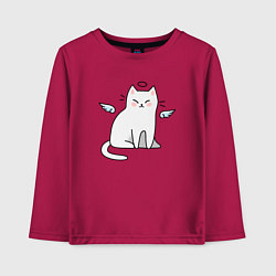 Лонгслив хлопковый детский КОТИК АНГЕЛ CAT ANGEL, цвет: маджента