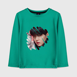 Лонгслив хлопковый детский Agust D SUGA BTS, цвет: зеленый